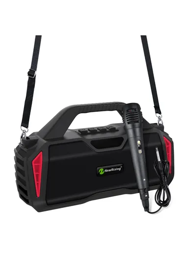 20W 1500mAh Outdoor Karaoke TWS Bluetooth Speaker With Shoulder Strap NR6011 - Red