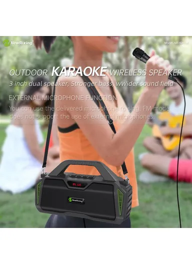 20W 1500mAh Outdoor Karaoke TWS Bluetooth Speaker With Shoulder Strap NR6011 - Red