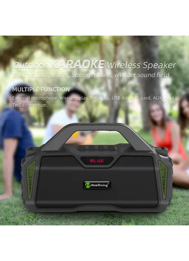 20W 1500mAh Outdoor Karaoke TWS Bluetooth Speaker With Shoulder Strap NR6011 - Red