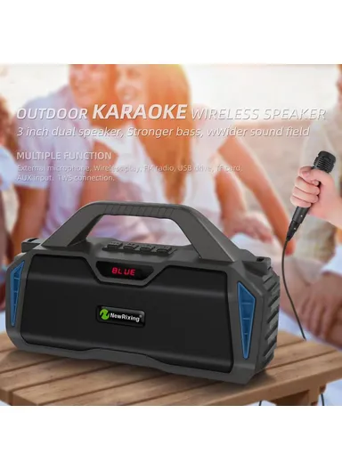 20W 1500mAh Outdoor Karaoke TWS Bluetooth Speaker With Shoulder Strap NR6011 - Red