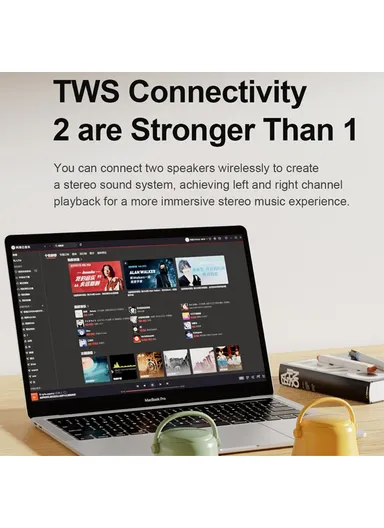 600mAh TWS Mini Subwoofer Portable Bluetooth Speaker With Bass Radiator A20 - Black