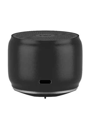 600mAh Metal Case TWS Bluetooth 5.0 Portable Speaker With Bass Radiator A126 (D4.6 x H3.9)cm - Black