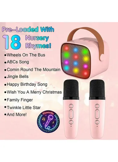 1000mAh Colorful Lighting Bluetooth Speaker Mini Karaoke Machine With 2 Microphones K1 - White