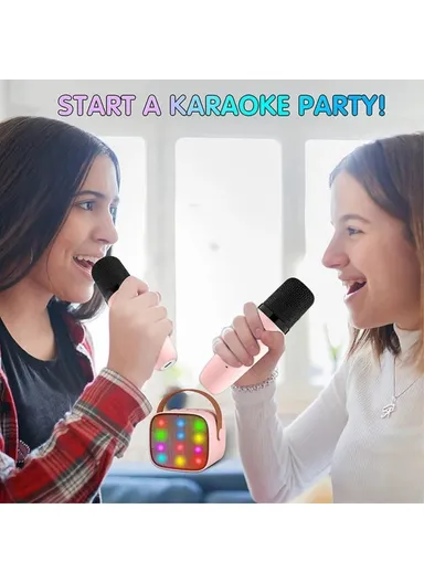 1000mAh Colorful Lighting Bluetooth Speaker Mini Karaoke Machine With 2 Microphones K1 - White