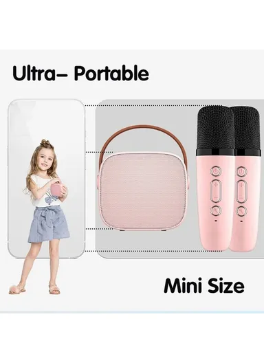 1000mAh Colorful Lighting Bluetooth Speaker Mini Karaoke Machine With 2 Microphones K1 - White