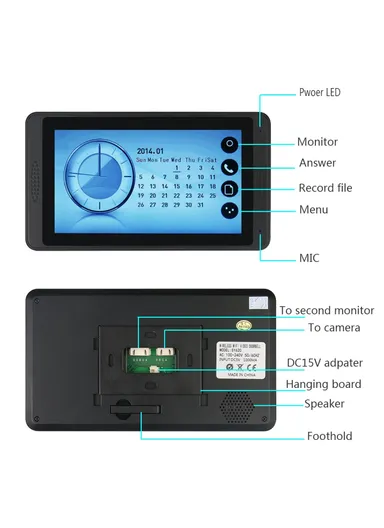 7-inch Touch Screen Monitor + Night Vision Door Bell HD Camera EU Plug 620FG11