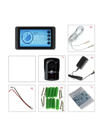 7-inch Touch Screen Monitor + Night Vision Door Bell HD Camera EU Plug 620FG11