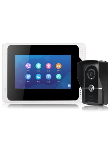 7-inch Indoor Monitor + 1080P Motion Detection Door Bell Camera EU Plug 701FG11