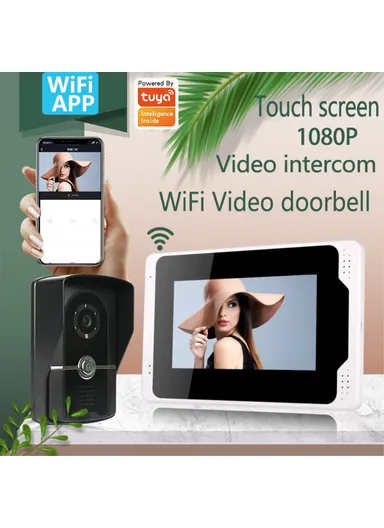 7-inch Indoor Monitor + 1080P Motion Detection Door Bell Camera EU Plug 701FG11