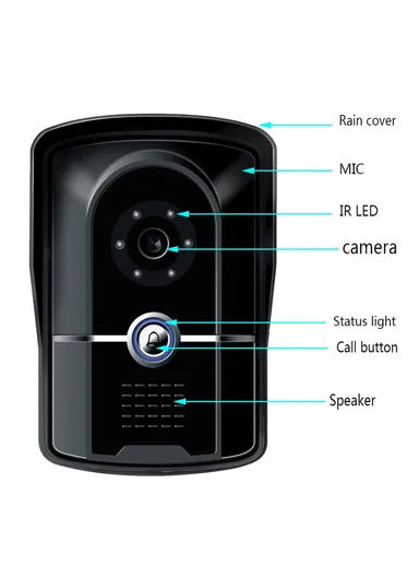 7-inch Indoor Monitor + 1080P Motion Detection Door Bell Camera EU Plug 701FG11