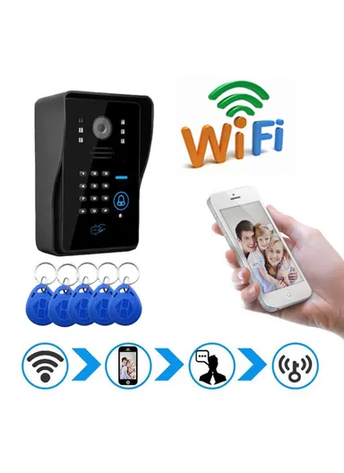 1080P WiFi/IP Wireless Doorbell With Password &amp; Card Unlock Visual Intercom WF1002