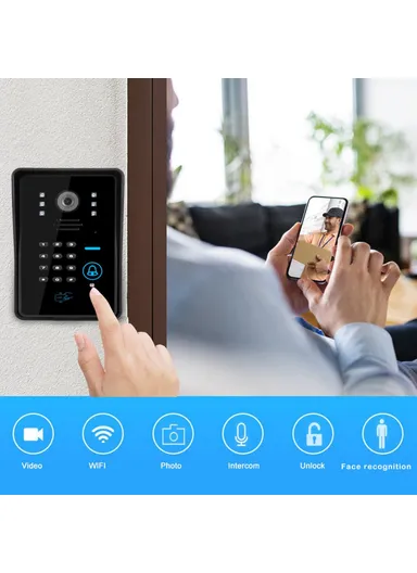 1080P WiFi/IP Wireless Doorbell With Password &amp; Card Unlock Visual Intercom WF1002