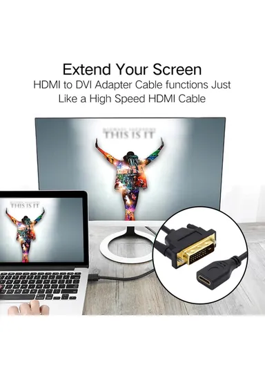 20cm HDMI To DVI Short Cable Bi-Directional Mini HDMI Female To DVI Male Adapter Converter HD-025-CF