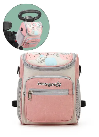 Oxford Durable Practical Baby Stroller Bag With Lamografy Design For Kids AN027 (W20 x D14 x H24)cm - Pink