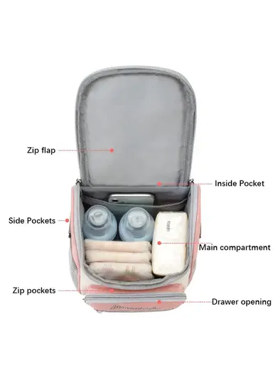 Oxford Durable Practical Baby Stroller Bag With Lamografy Design For Kids AN027 (W20 x D14 x H24)cm - Pink