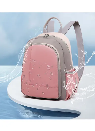 Women's Casual Waterproof Polyester Baby Diaper Backpack With Bottle Holder &amp; Napkin Pocket  (W27 x D13x H34)cm - Pink