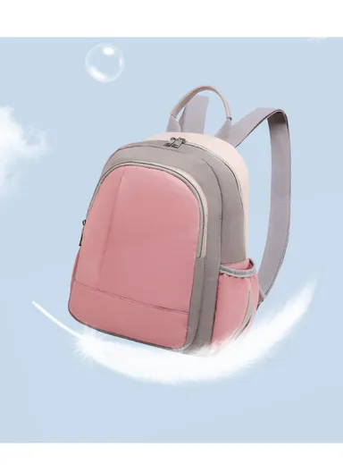 Women's Casual Waterproof Polyester Baby Diaper Backpack With Bottle Holder &amp; Napkin Pocket  (W27 x D13x H34)cm - Pink