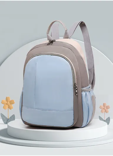 Women's Casual Waterproof Polyester Baby Diaper Backpack With Bottle Holder &amp; Napkin Pocket  (W27 x D13x H34)cm - Blue