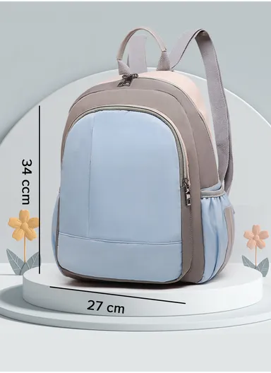 Women's Casual Waterproof Polyester Baby Diaper Backpack With Bottle Holder &amp; Napkin Pocket  (W27 x D13x H34)cm - Blue