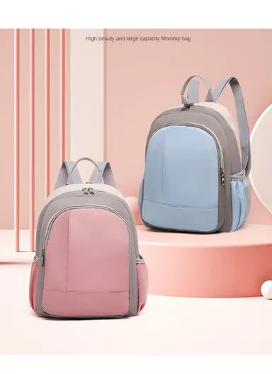 Women's Casual Waterproof Polyester Baby Diaper Backpack With Bottle Holder &amp; Napkin Pocket  (W27 x D13x H34)cm - Blue