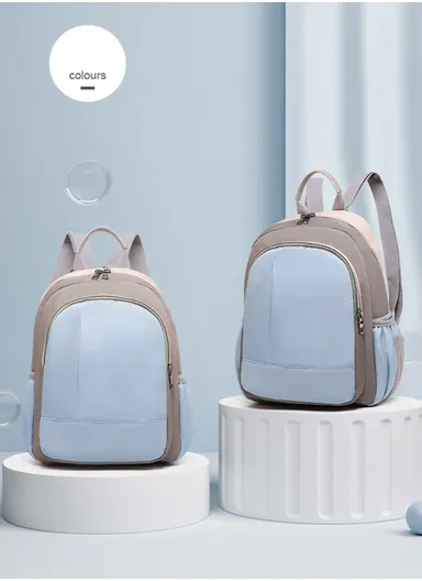 Women's Casual Waterproof Polyester Baby Diaper Backpack With Bottle Holder &amp; Napkin Pocket  (W27 x D13x H34)cm - Blue