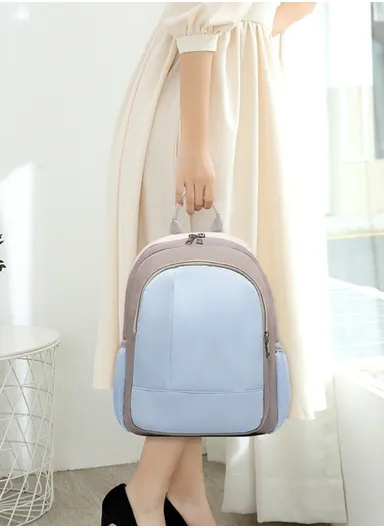Women's Casual Waterproof Polyester Baby Diaper Backpack With Bottle Holder &amp; Napkin Pocket  (W27 x D13x H34)cm - Blue