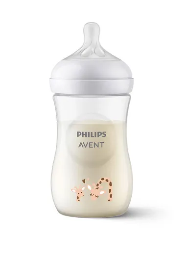 1m+ 260ml Polypropylene &amp; Silicone Natural Feeding Bottle Giraffe SCY903/66