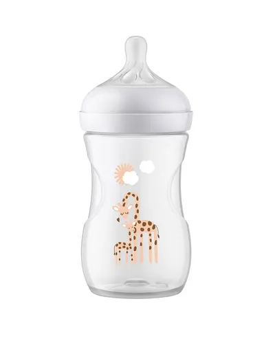 1m+ 260ml Polypropylene &amp; Silicone Natural Feeding Bottle Giraffe SCY903/66