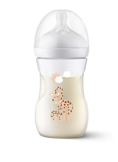 1m+ 260ml Polypropylene &amp; Silicone Natural Feeding Bottle Giraffe SCY903/66