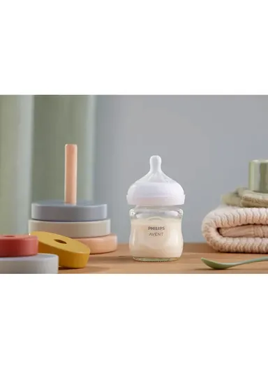 0m+ 120ml Glass &amp; Silicone Natural Feeding Bottle SCY930/01