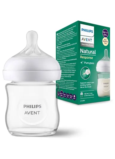 0m+ 120ml Glass &amp; Silicone Natural Feeding Bottle SCY930/01