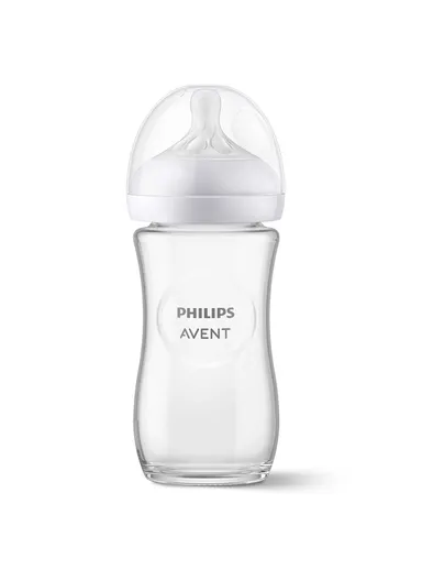 1m+ 240ml Glass &amp; Silicone Natural Feeding Bottle SCY933/01