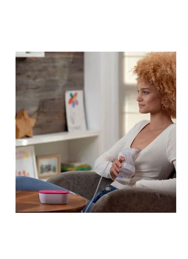 0m+ Plastic Portable Compact Electric Breast Pump 09199.50 - White, Pink