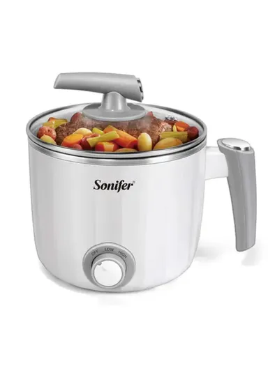 1.2L 600W Portable Multifunctional Stainless Steel Electric Cooker SF-1503 (D18 x H19)cm -White