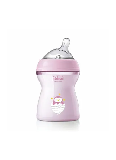 2m+ 250ml Plastic BPA Free Neutral Feeling Colored Bottle Medium Flow For Girl 81323.1 - Pink