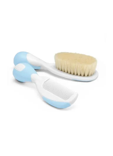 0m+ Natural Brush &amp; Comb 6569.2 - Blue-White