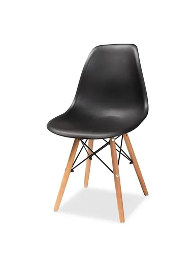 4Pcs PP+Glass Fiber Wooden Legs High-Quality Modern Eiffel Style Chair For Living Room, Restaurant, Cafe Shops &amp; Hotels (L44 x W46 x H83)cm - Black