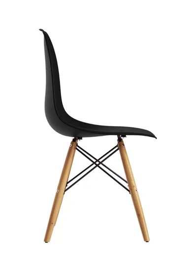 4Pcs PP+Glass Fiber Wooden Legs High-Quality Modern Eiffel Style Chair For Living Room, Restaurant, Cafe Shops &amp; Hotels (L44 x W46 x H83)cm - Black