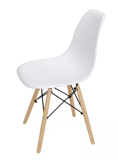 4Pcs PP+Glass Fiber Wooden Legs High-Quality Modern Eiffel Style Chair For Living Room, Restaurant, Cafe Shops &amp; Hotels (L44 x W46 x H83)cm - White 