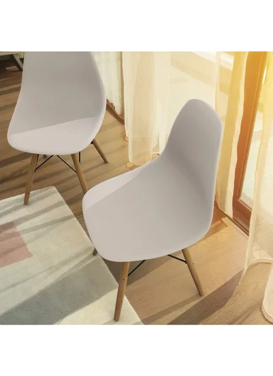 4Pcs PP+Glass Fiber Wooden Legs High-Quality Modern Eiffel Style Chair For Living Room, Restaurant, Cafe Shops &amp; Hotels (L44 x W46 x H83)cm - White 