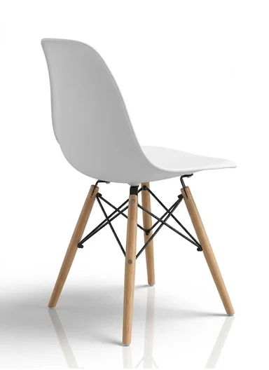 4Pcs PP+Glass Fiber Wooden Legs High-Quality Modern Eiffel Style Chair For Living Room, Restaurant, Cafe Shops &amp; Hotels (L44 x W46 x H83)cm - White 