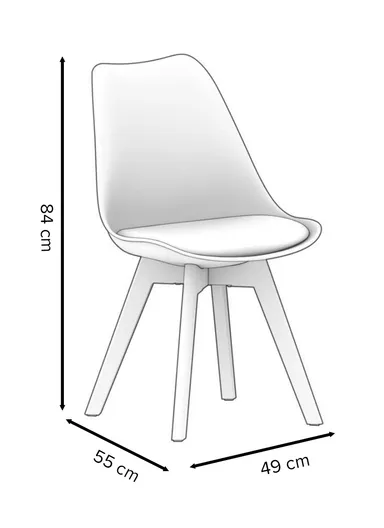 4Pcs PP Wooden Legs High-Quality Scandinavian Style Chair With Cushion For Living Room, Restaurant, Cafe Shops &amp; Hotels (W54 x D48 x H83)cm - Black