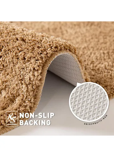 50x80cm Polyester Soft Shaggy Anti-Skid Bath Mats For Bathroom, Bedroom - Brown