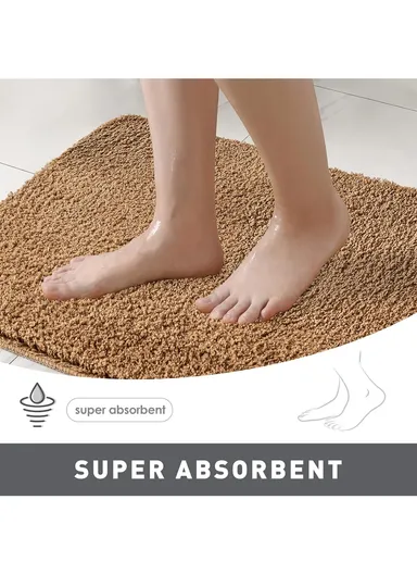 50x80cm Polyester Soft Shaggy Anti-Skid Bath Mats For Bathroom, Bedroom - Brown
