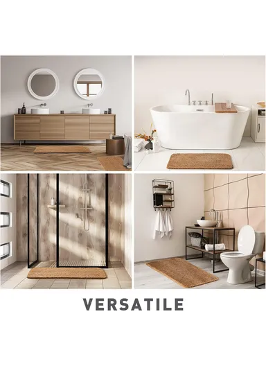 50x80cm Polyester Soft Shaggy Anti-Skid Bath Mats For Bathroom, Bedroom - Brown