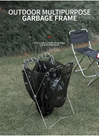Outdoor Garbage Bag Rack Trash &amp; Canvas Bags Holder FX-9026 (L30 x W30 x H50)cm