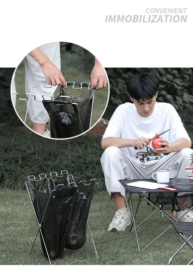 Outdoor Garbage Bag Rack Trash &amp; Canvas Bags Holder FX-9026 (L30 x W30 x H50)cm