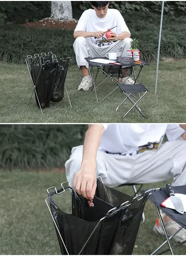 Outdoor Garbage Bag Rack Trash &amp; Canvas Bags Holder FX-9026 (L30 x W30 x H50)cm