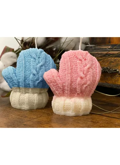 Cute Scented Glove Shape Candle For Relaxation &amp; Home Decoration (L3 x W6 x H7)cm - White / Blue 