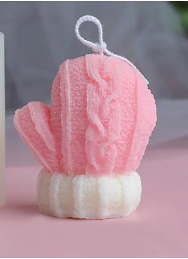 Cute Scented Glove Shape Candle For Relaxation &amp; Home Decoration (L3 x W6 x H7)cm - White / Pink